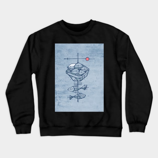 5 breads and two fish christian illustration Crewneck Sweatshirt by bernardojbp